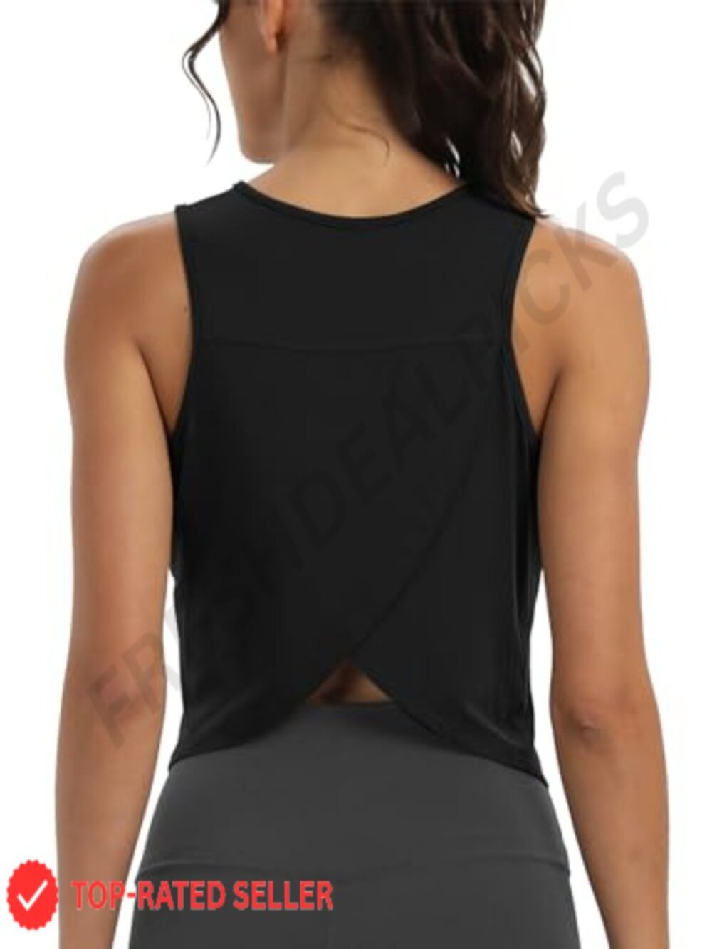 Women's Cropped Open Back Sleeveless Tank Top Loose Fit Athletic Workout Gym